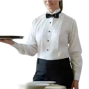 Lady Martino by Henry Segal Women's White Customizable Tuxedo Shirt w Wingtip Co